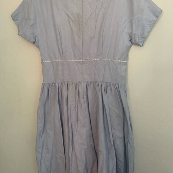 Retro 1950’s Style Issac Mizrahi Light Blue Cotton Dress with pickets Size 14 - Picture 2 of 6
